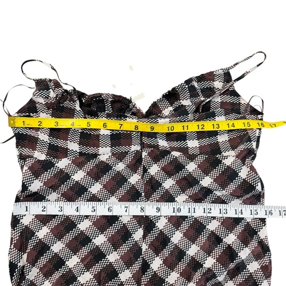 Bec + Bridge silk blend tie midi dress in basket weave check NEW - Picture 6 of 8